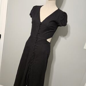 GAP Black Midi Dress with Button Detail